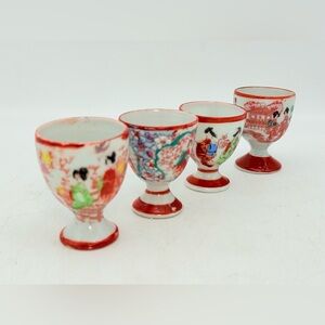 Small Porcelain Egg Cup Geisha Girl | vintage egg cups Japan scenery dinning